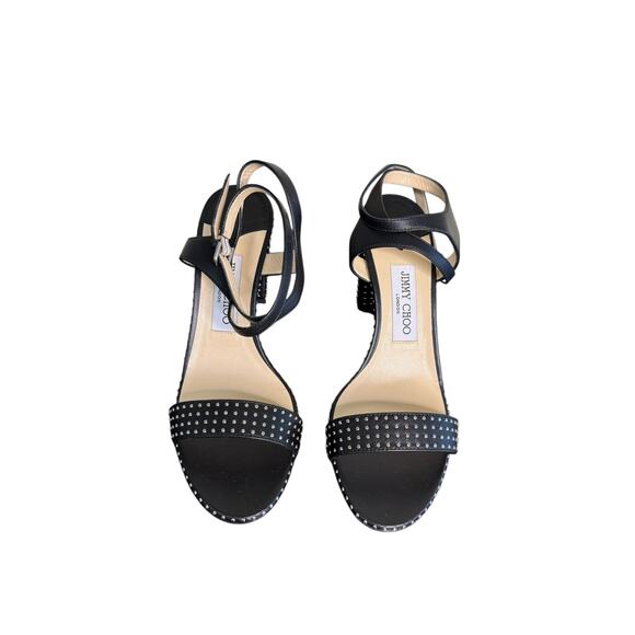 Jimmy Choo NIB Marine 85mm Micro-Studded Leather High Heels in Black Size 39 - Picture 2 of 9